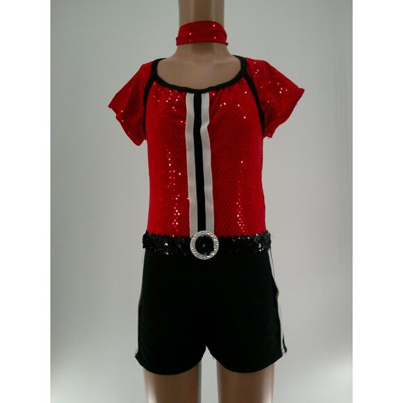 Dance Costume Gallery 15388 Medium Child Red Unitard Jazz Sequin Hip Hop Sports - Picture 1 of 3